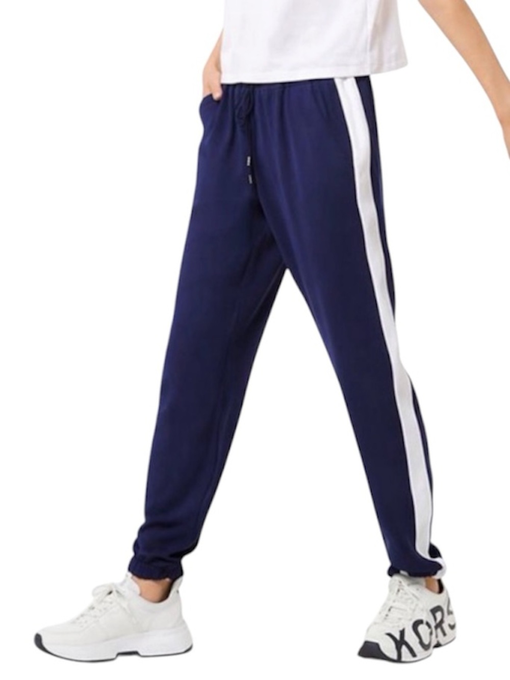 Michael Micheal Kors Contrast Stripe Joggers - True Navy/White -Size S
